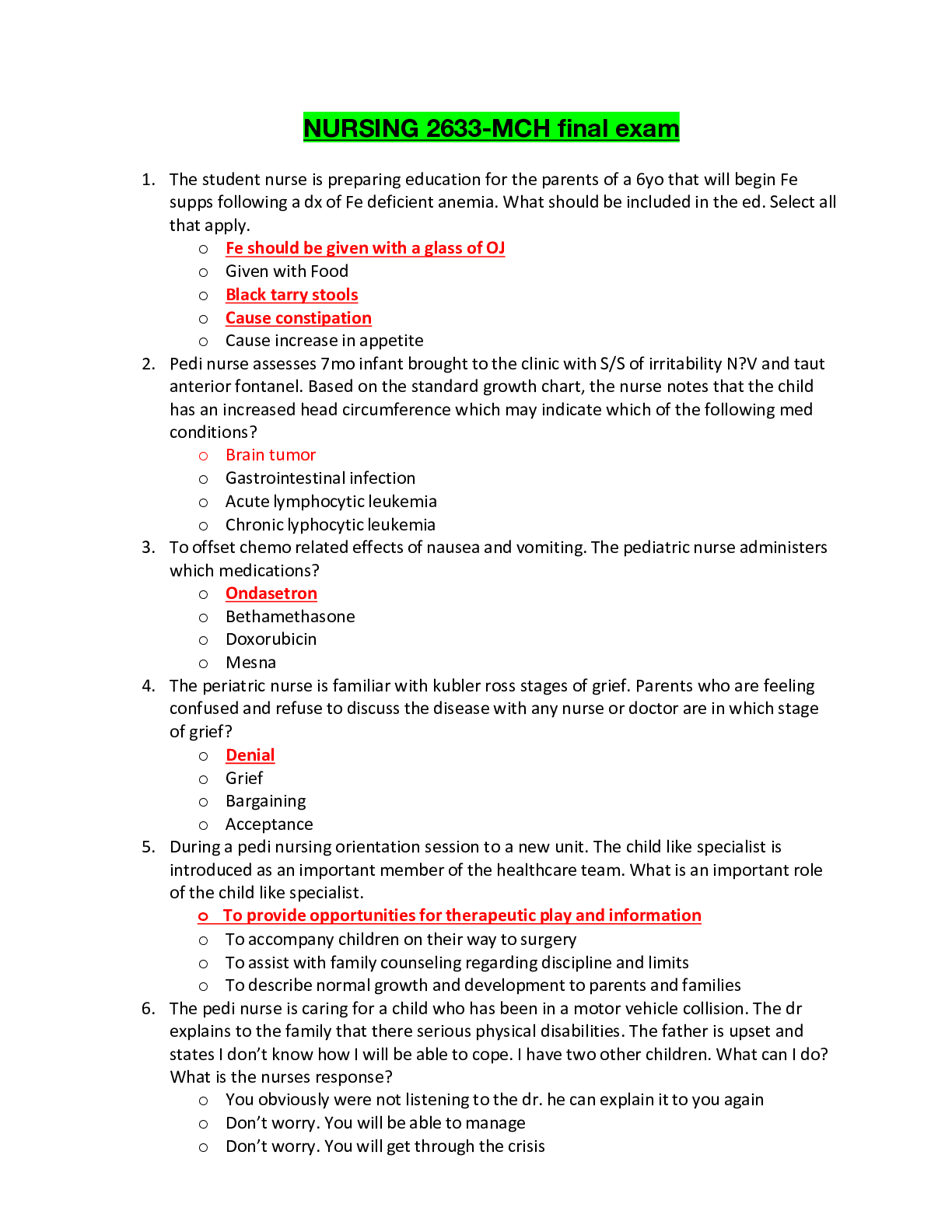 Preview image of NURSING 2633-MCH final exam.pdf document